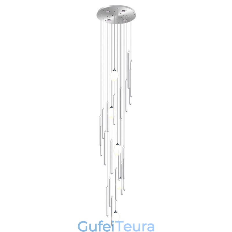 קלסטר תליון אור מודרני גדול תליון קריסטל נברשת דופלקס גרם מדרגות