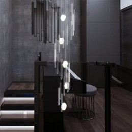 קלסטר תליון אור מודרני גדול תליון קריסטל נברשת דופלקס גרם מדרגות