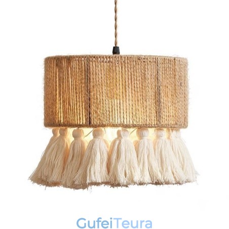 חבל קנבוס תליון אור רטרו קישוט אור תקרה תאיל מנורת ציצית