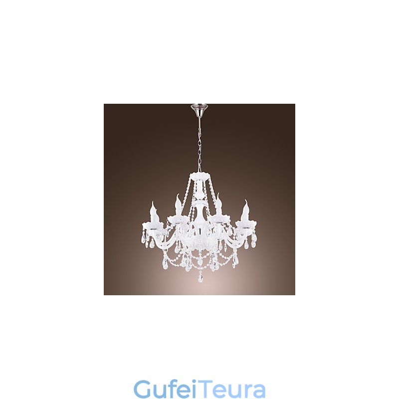 נברשת קריסטל לבן מודרני מגורים 8 אורות