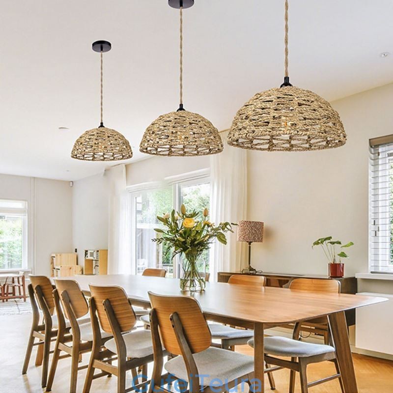 מדינה תליון רטרו אור אהיל חבל נייר ארוג ביד 30 ס"מ