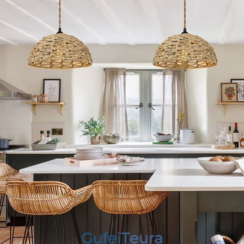 מדינה תליון רטרו אור אהיל חבל נייר ארוג ביד 30 ס"מ