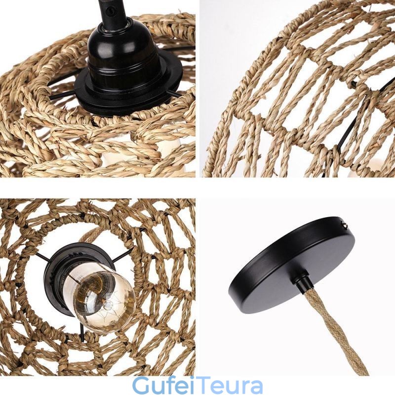 מדינה תליון רטרו אור אהיל חבל נייר ארוג ביד 30 ס"מ