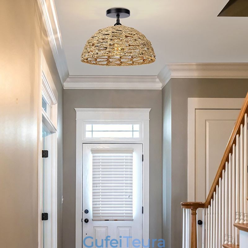 מדינה תליון רטרו אור אהיל חבל נייר ארוג ביד 30 ס"מ