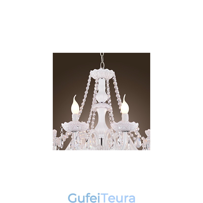 נברשת קריסטל לבן מודרני מגורים 8 אורות