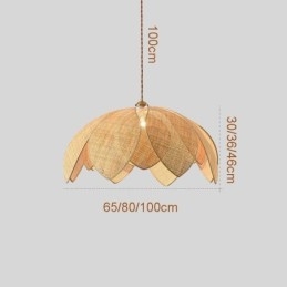 Rattan Lotus Pendant Light Cafe רטרו Rattan Art תאורת תקרה