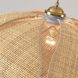 Rattan Lotus Pendant Light Cafe רטרו Rattan Art תאורת תקרה
