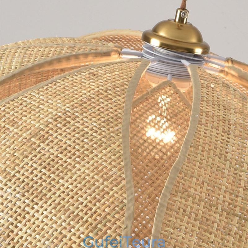 Rattan Lotus Pendant Light Cafe רטרו Rattan Art תאורת תקרה