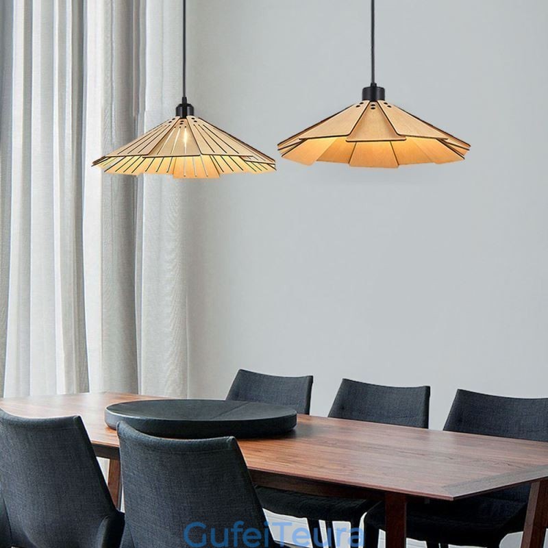 תאורת תליון קריאייטיב רטרו אור תקרה מעץ