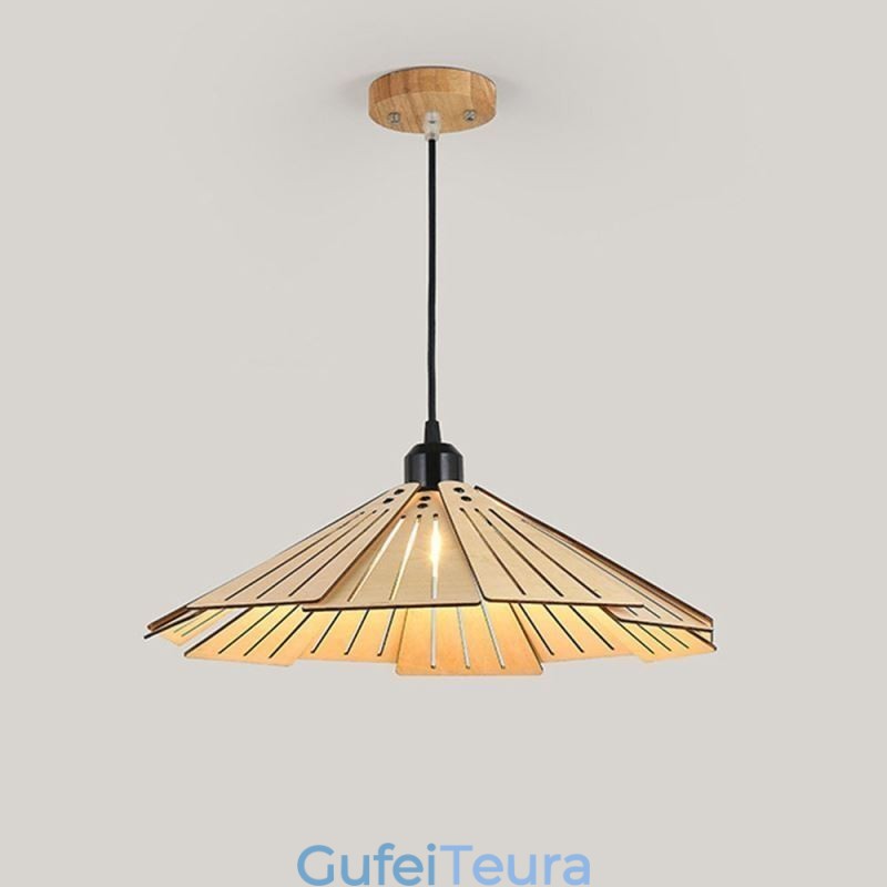 תאורת תליון קריאייטיב רטרו אור תקרה מעץ