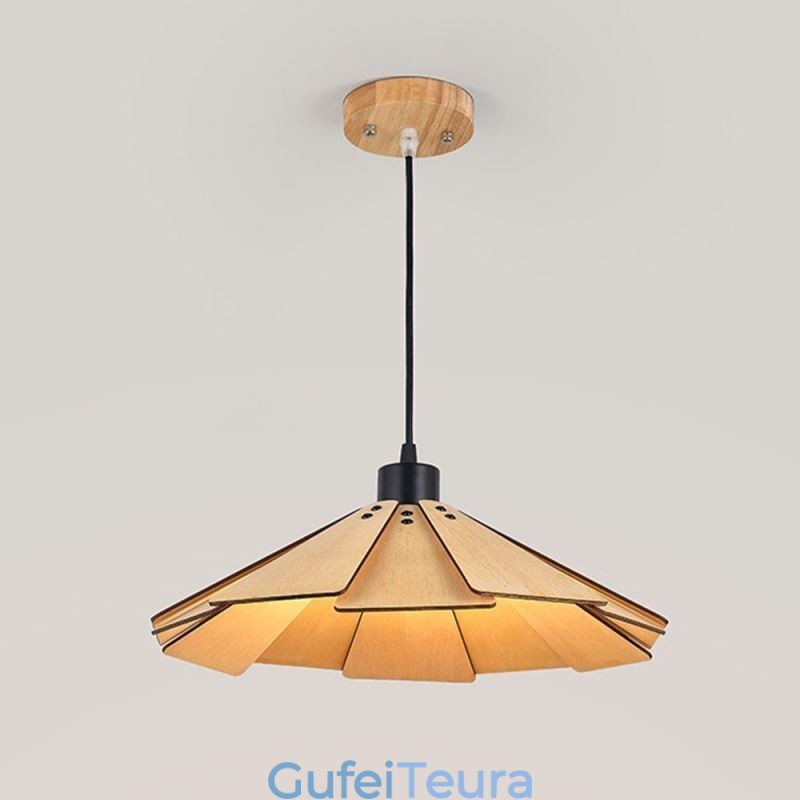 תאורת תליון קריאייטיב רטרו אור תקרה מעץ