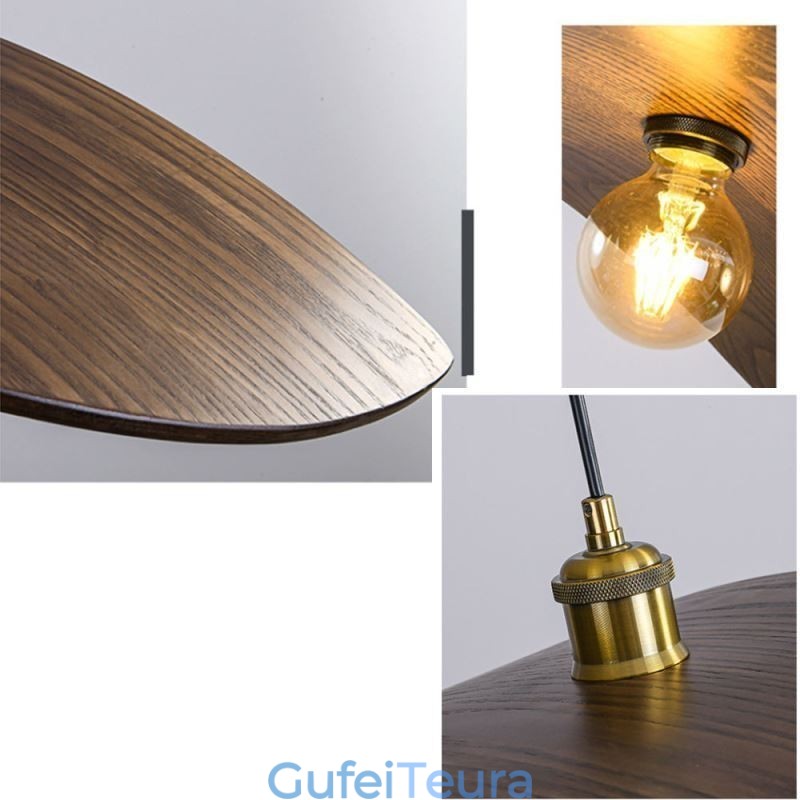 אור תליון מעץ מלא Creative Retro Ceiling Light