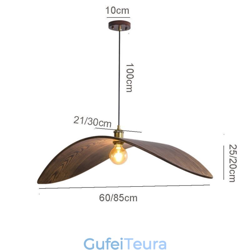 אור תליון מעץ מלא Creative Retro Ceiling Light