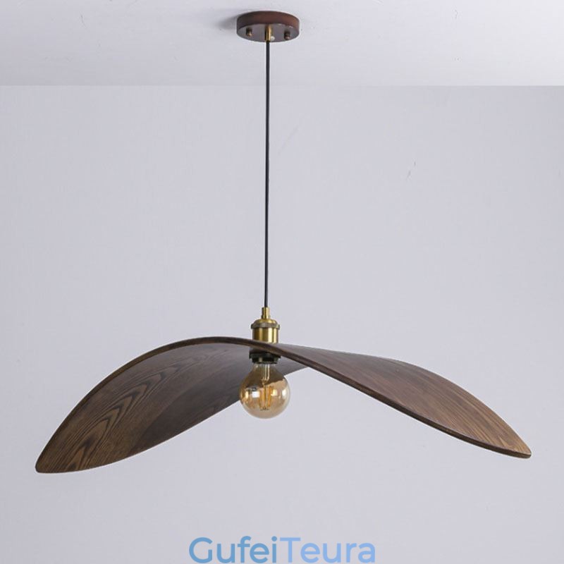 אור תליון מעץ מלא Creative Retro Ceiling Light