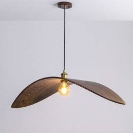 אור תליון מעץ מלא Creative Retro Ceiling Light
