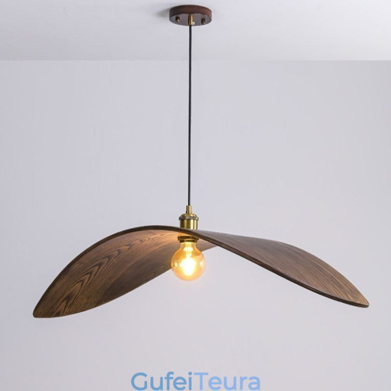 אור תליון מעץ מלא Creative Retro Ceiling Light