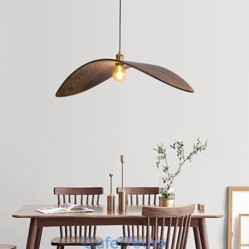 אור תליון מעץ מלא Creative Retro Ceiling Light