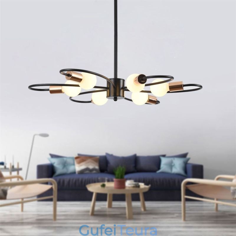 נברשת כפרית 6 אור קלאסי עלי כותרת תקרה תקרה אור