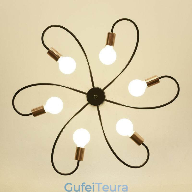 נברשת כפרית 6 אור קלאסי עלי כותרת תקרה תקרה אור