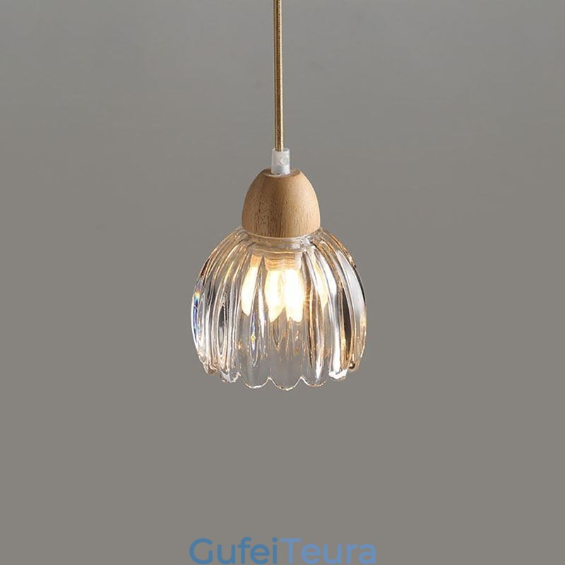 זכוכית תליון אור רטרו פסטורלי סגנון אי תקרת אור גומי עץ מנורה דקורטיבית