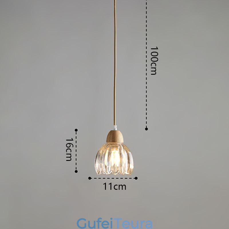 זכוכית תליון אור רטרו פסטורלי סגנון אי תקרת אור גומי עץ מנורה דקורטיבית