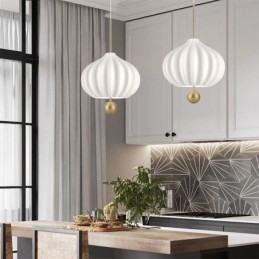 אור תליון זכוכית לבן מודרני בצורת כדור אור תקרה מינימליסטי