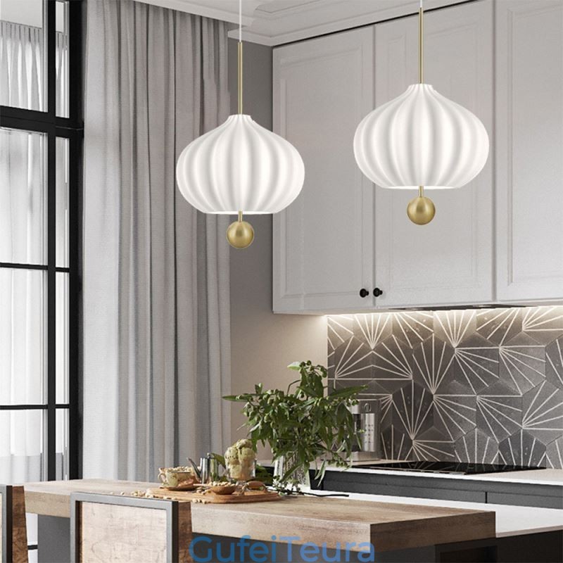 אור תליון זכוכית לבן מודרני בצורת כדור אור תקרה מינימליסטי