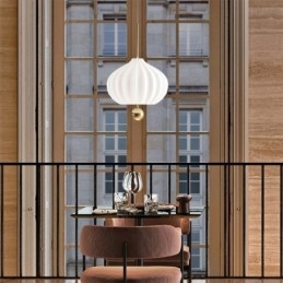 אור תליון זכוכית לבן מודרני בצורת כדור אור תקרה מינימליסטי