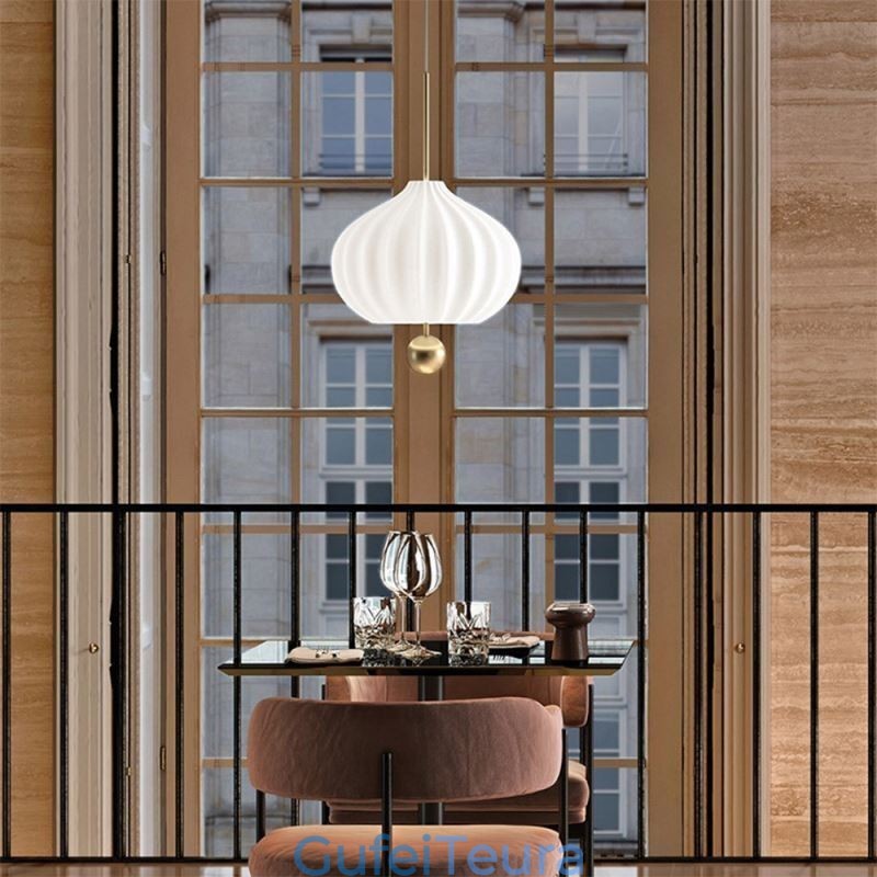 אור תליון זכוכית לבן מודרני בצורת כדור אור תקרה מינימליסטי