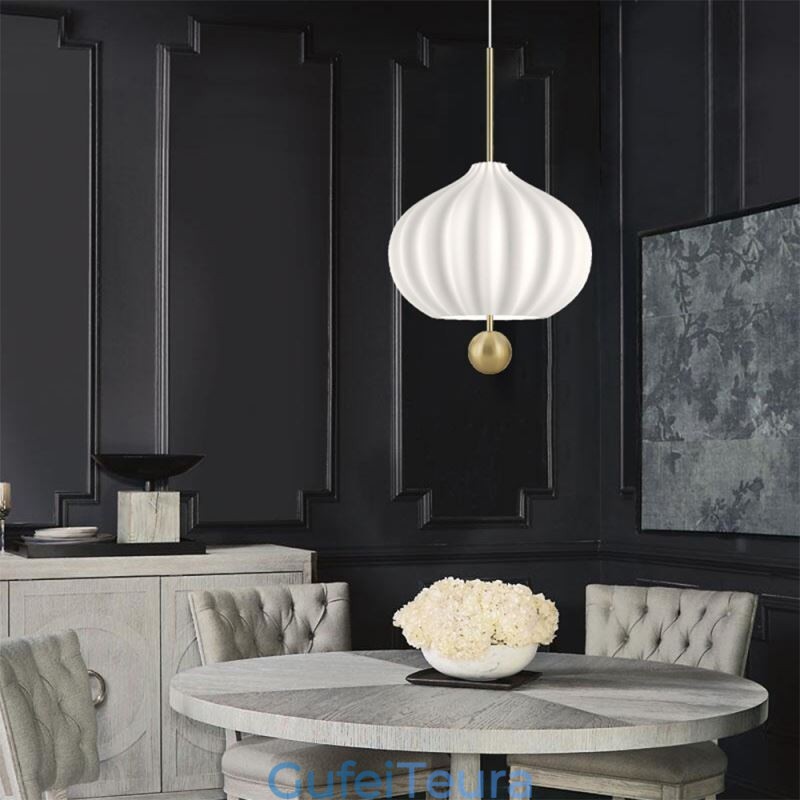 אור תליון זכוכית לבן מודרני בצורת כדור אור תקרה מינימליסטי