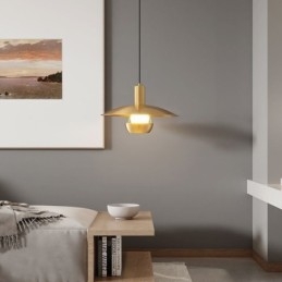 אור תליון זהב מוברש מנורת תליית ראש יחיד