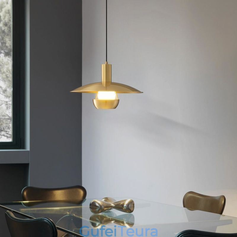 אור תליון זהב מוברש מנורת תליית ראש יחיד