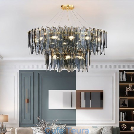 אור תליון זכוכית עגול מודרני נברשת זכוכית אלגנטית