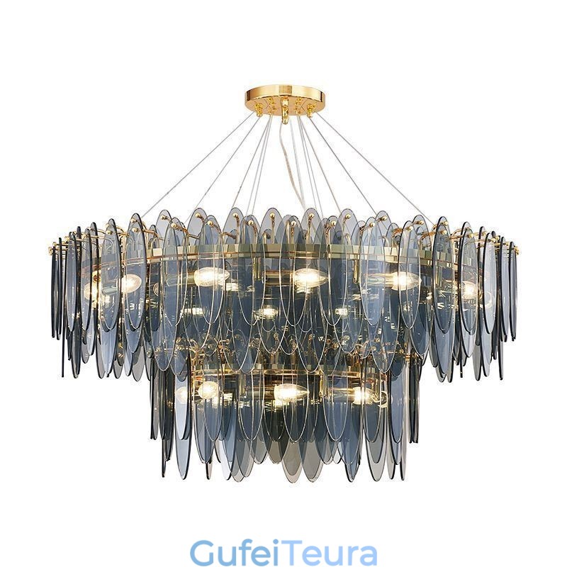 אור תליון זכוכית עגול מודרני נברשת זכוכית אלגנטית