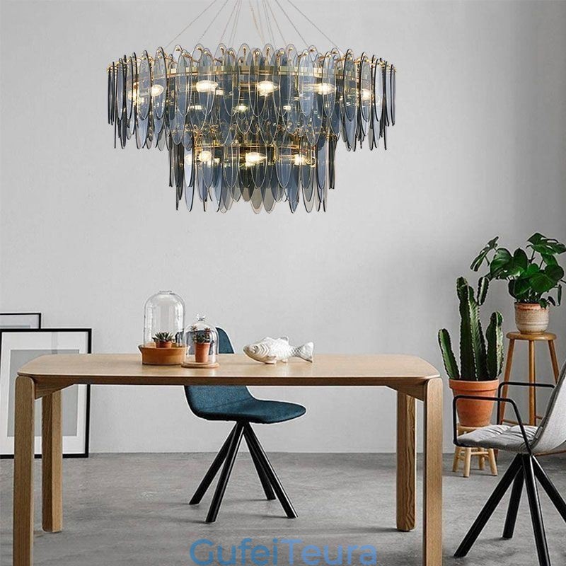 אור תליון זכוכית עגול מודרני נברשת זכוכית אלגנטית