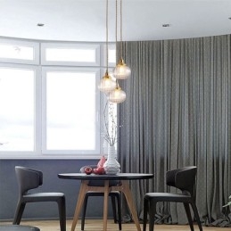 זכוכית תליון אור ברור עגול צלעות בצורת דלעת מנורה 1 אור