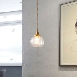 זכוכית תליון אור ברור עגול צלעות בצורת דלעת מנורה 1 אור