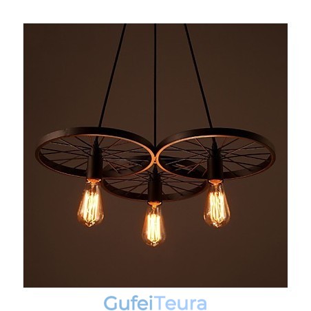 מנורות תליון לופט רטרו כפרי אמריקאי מברזל יצוק גלגלים בסגנון תעשייתי