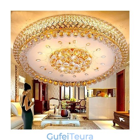 קריסטל עגול לספוג כיפת אור מנורת תקרה קוטר 80 ס"מ מכיל 15 נורות