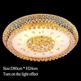 קריסטל עגול לספוג כיפת אור מנורת תקרה קוטר 80 ס"מ מכיל 15 נורות