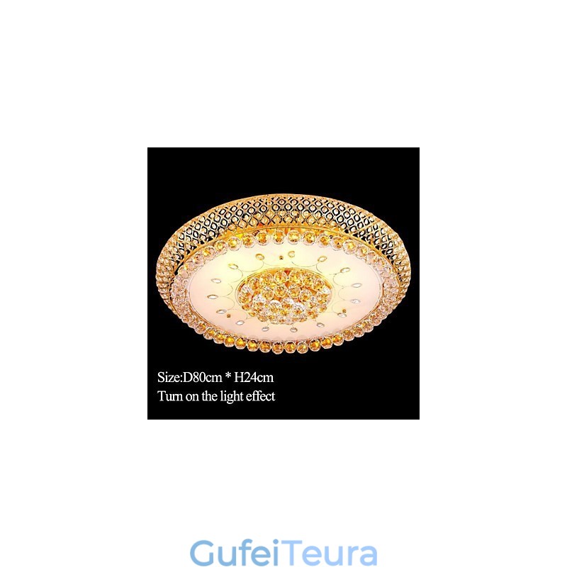 קריסטל עגול לספוג כיפת אור מנורת תקרה קוטר 80 ס"מ מכיל 15 נורות