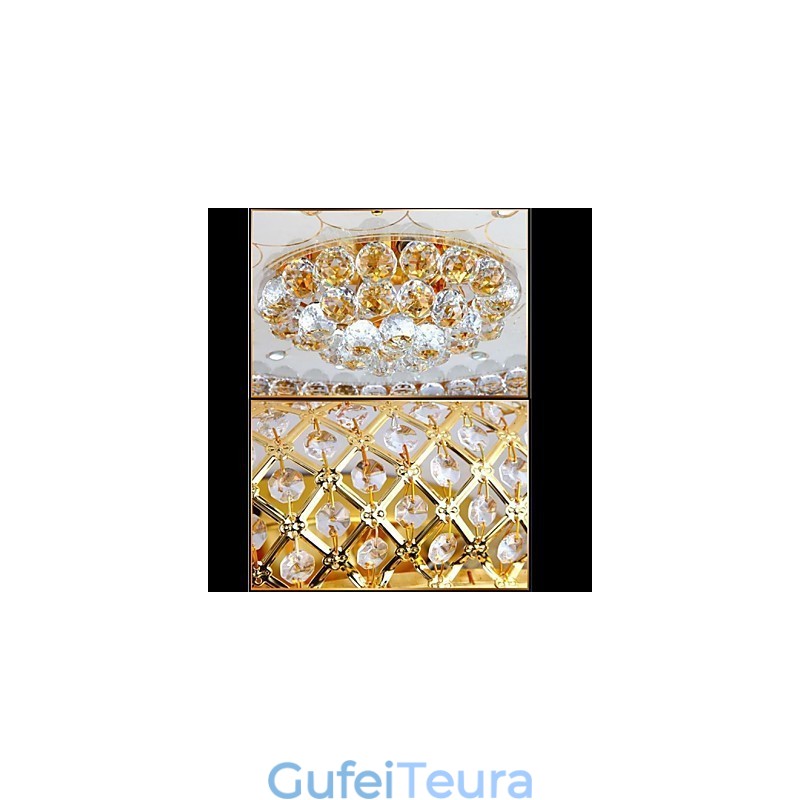 קריסטל עגול לספוג כיפת אור מנורת תקרה קוטר 80 ס"מ מכיל 15 נורות