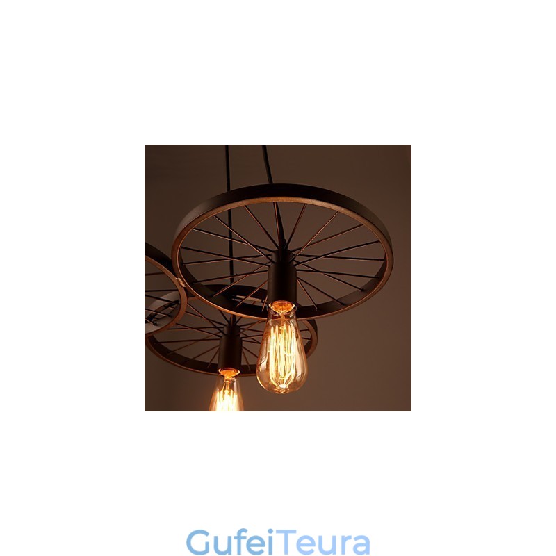 מנורות תליון לופט רטרו כפרי אמריקאי מברזל יצוק גלגלים בסגנון תעשייתי