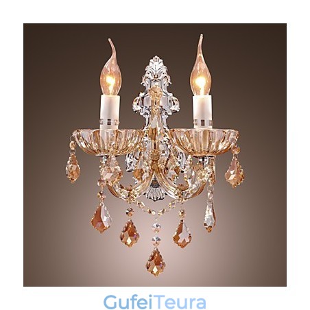 אור קיר קריסטל אלגנטי עם 2 נורות