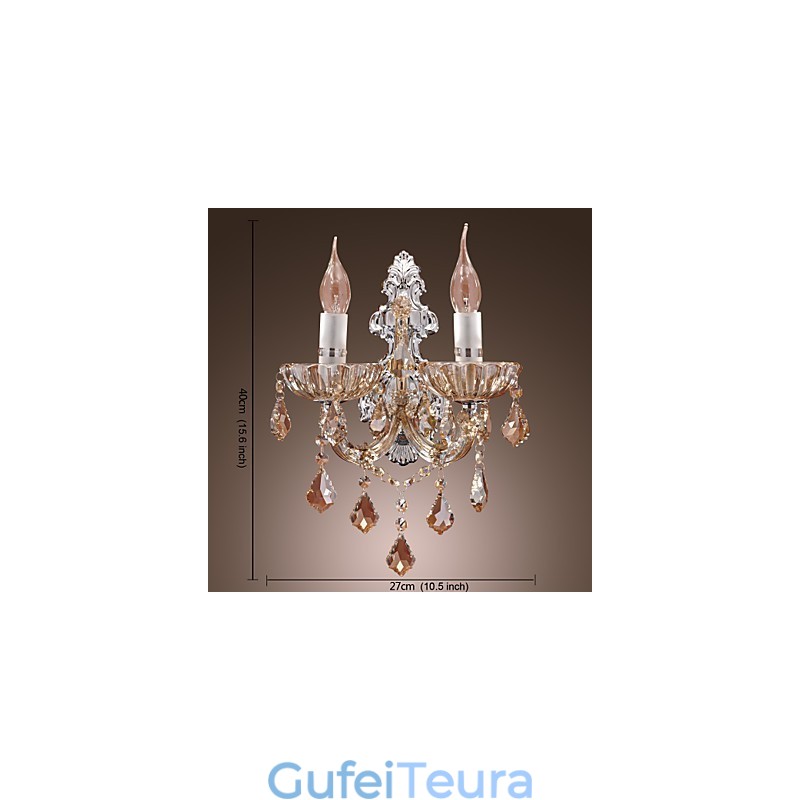 אור קיר קריסטל אלגנטי עם 2 נורות