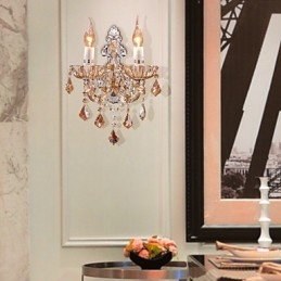 אור קיר קריסטל אלגנטי עם 2 נורות