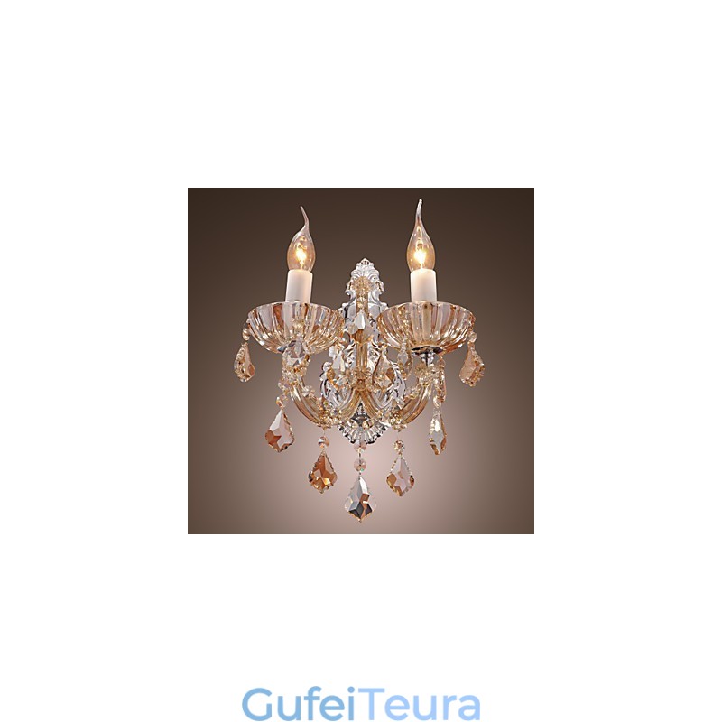 אור קיר קריסטל אלגנטי עם 2 נורות