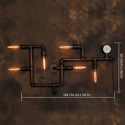 מנורת קיר פמוטים קיר 6 אורות ברונזה גימור תעשייתי בסגנון כפרי לודג' מתכת
