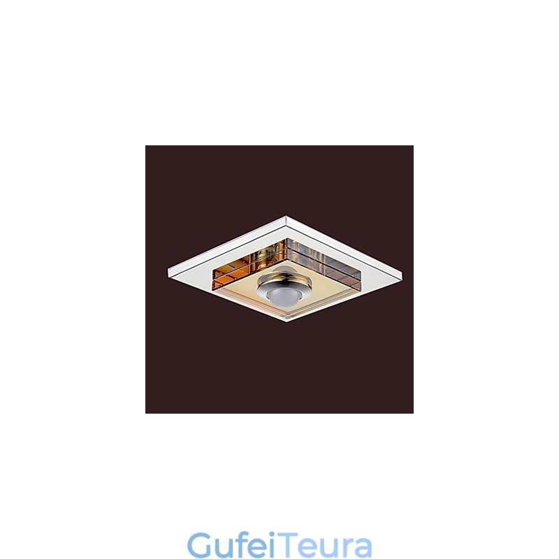 מנורה תקרה בצבע אמבר קריסטל 1 אור מותקן