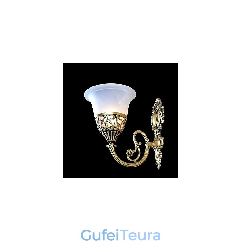 פמוטי קיר ברונזה מנורות Moire Glass אירופאי רטרו קלאסי 220V